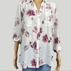 White Floral Button-Up Shirt